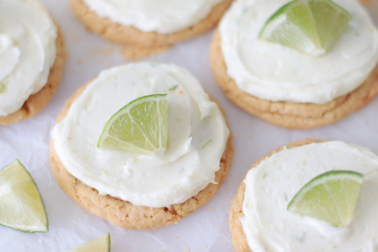 lime cookies on parchment paper