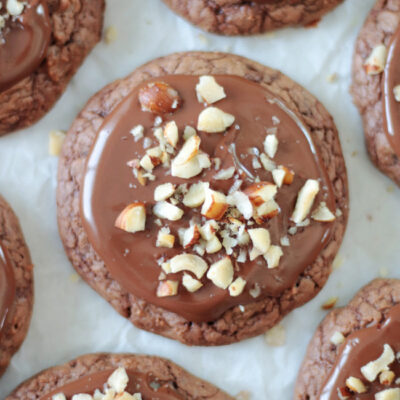 nutella cookies on parchment paper
