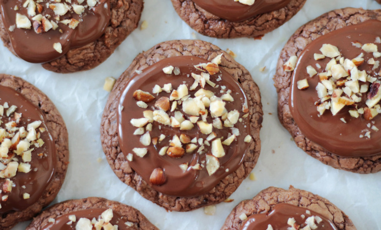 nutella cookies on parchment paper