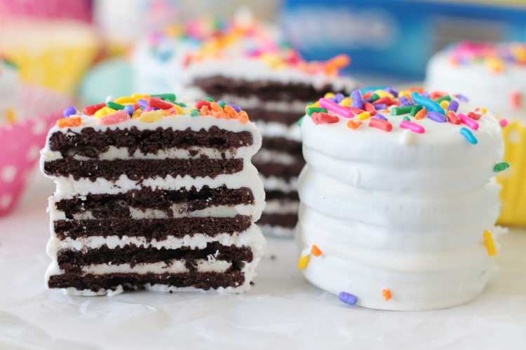 oreo stack and half of an oreo stack