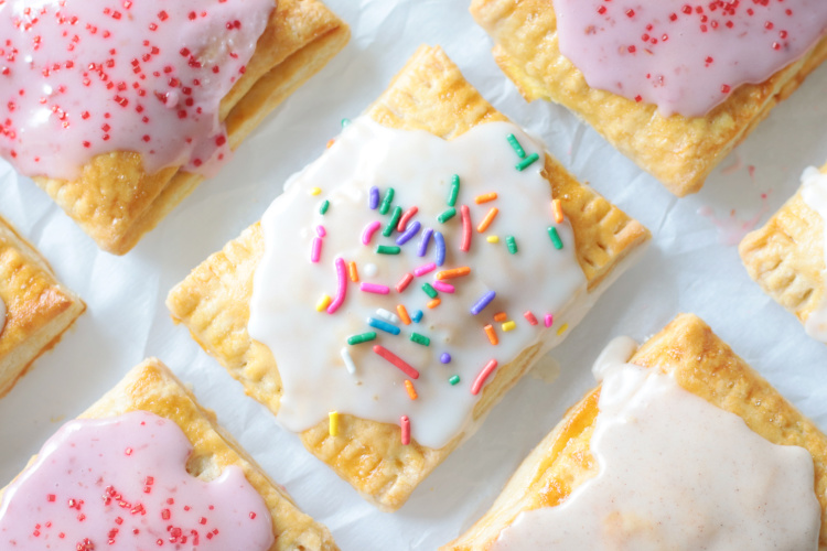 strawberry pop tart with glaze and sprinkles