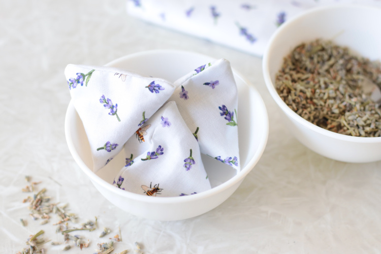 bowl of lavender sachets