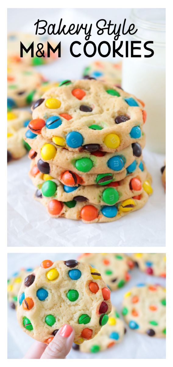 stack of M&M cookies