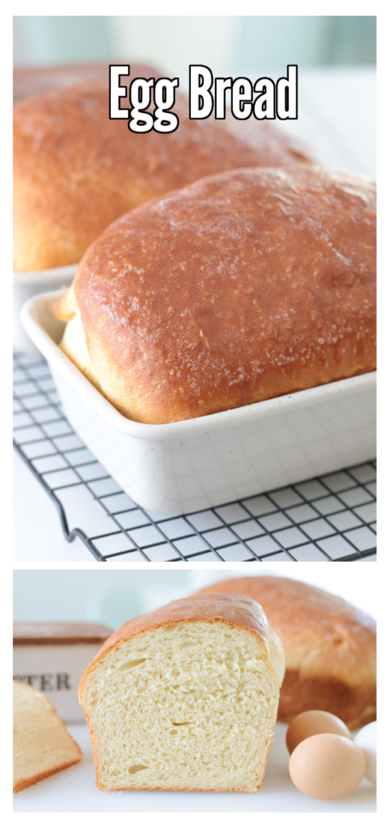 egg bread in pans and on cutting board