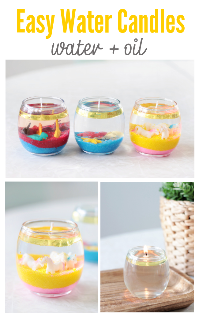 4 water candles in jars