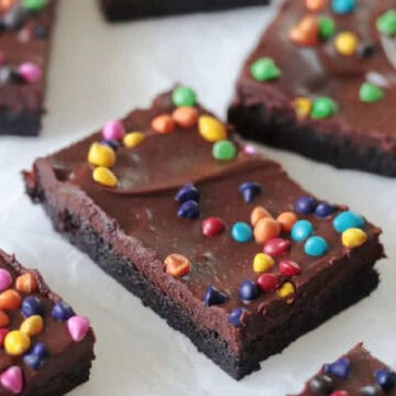 Cosmic brownies on parchment paper.