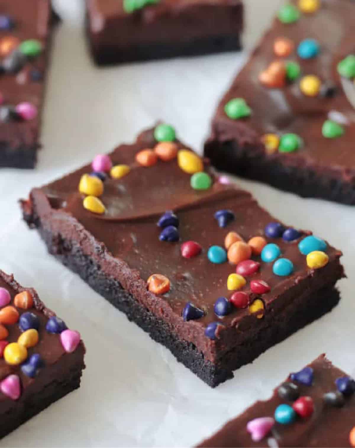 Cosmic brownies on parchment paper.
