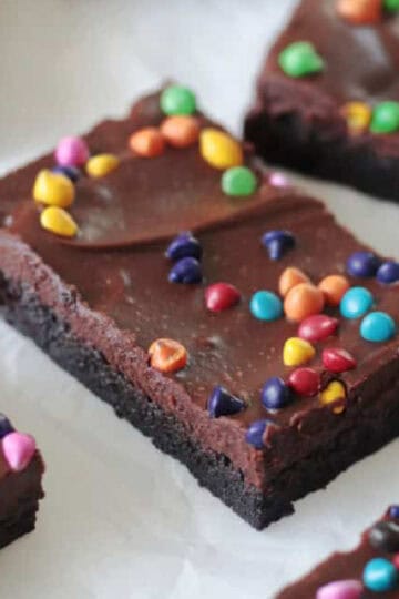 Cosmic brownies on parchment paper.