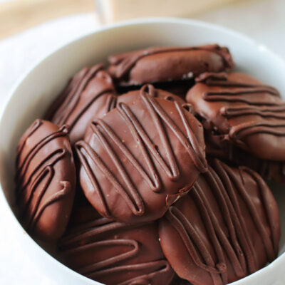 homemade peppermint patties in bowl