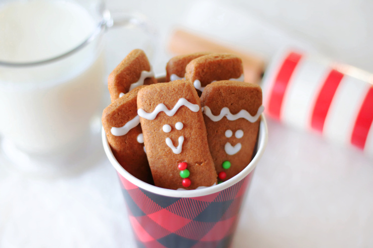 cup of gingerbread cookie sticks