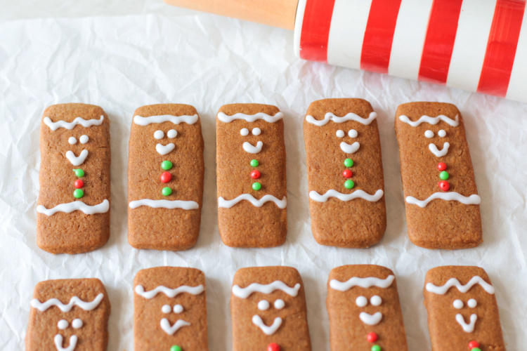 gingerbread cookie sticks on parchment paper