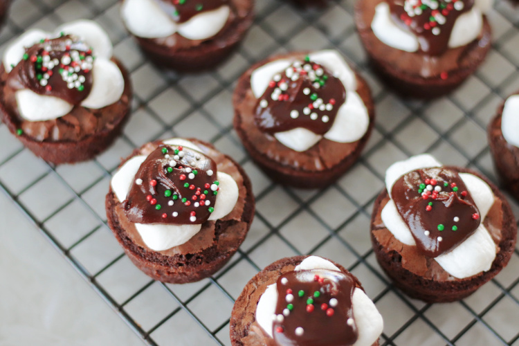 hot cocoa bites with chocolate drizzle on cooling rack
