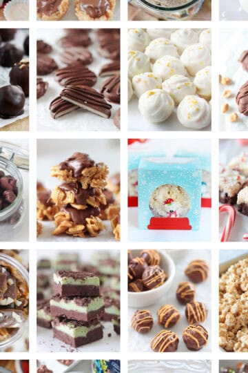 Collection of candy recipes in collage.