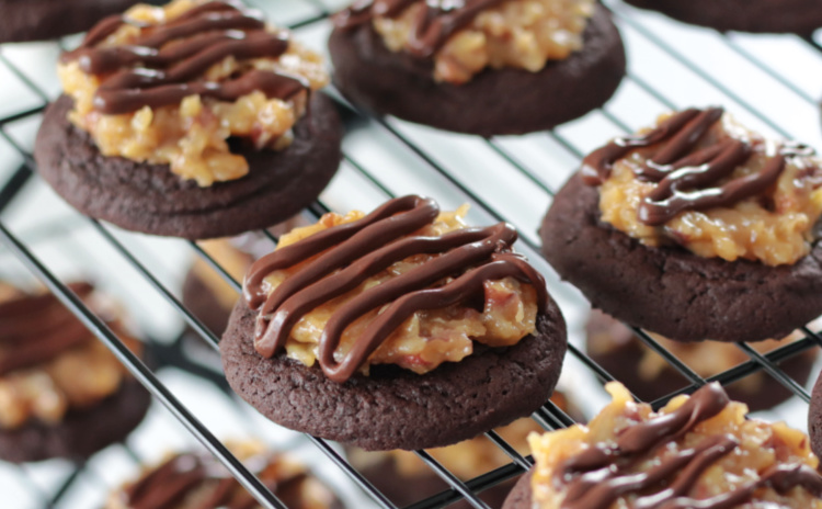 German Chocolate cookies on rack