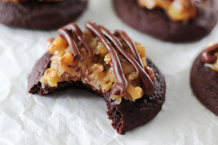 German Chocolate cookie with bite out of it