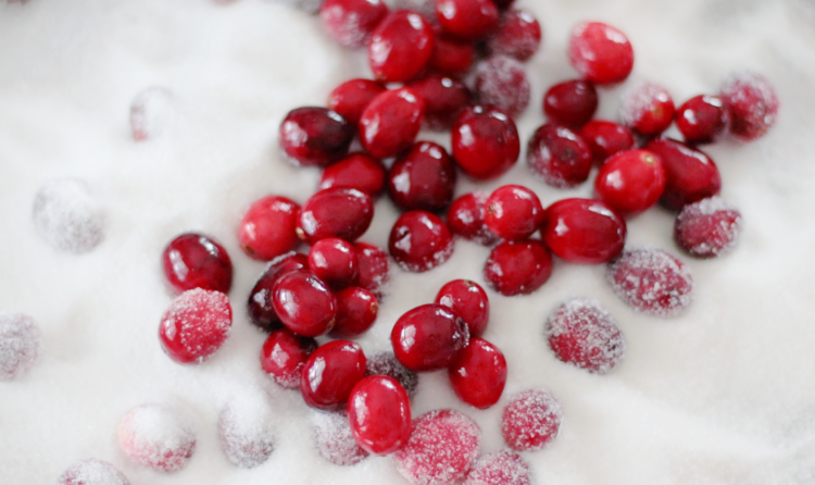 cranberries in white sugar