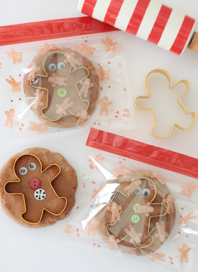 gingerbread play dough in baggies