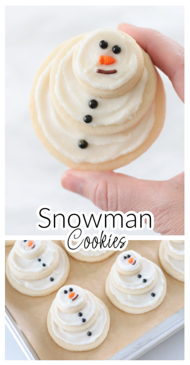 stacked snowman sugar cookies