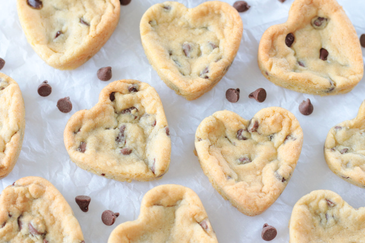 heart shaped cookies on parchment paper