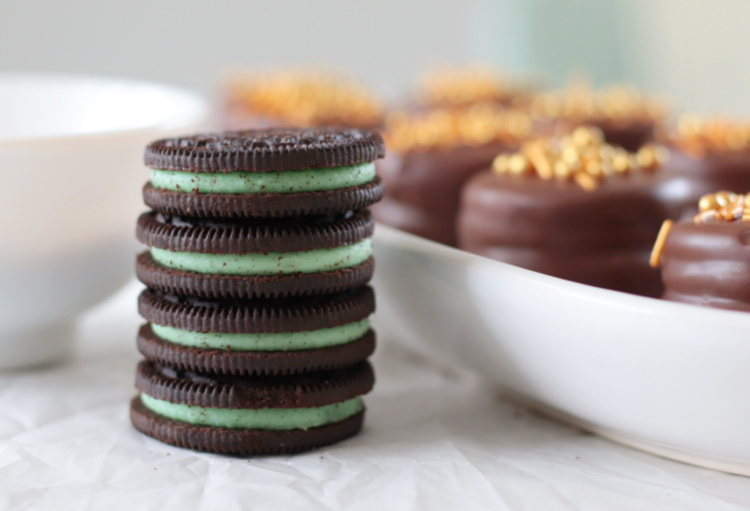 stack of mint oreo cookies