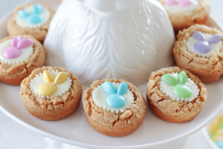 easter peanut butter cookie cups on platter