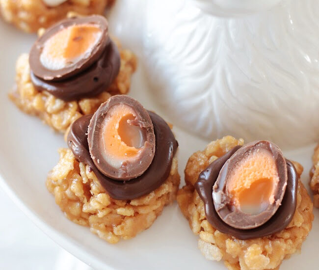 no bake cadbury creme eggs on platter