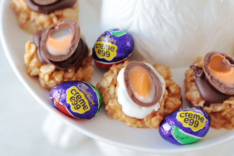 platter of cadbury creme egg cookies with wrapped creme eggs next to them