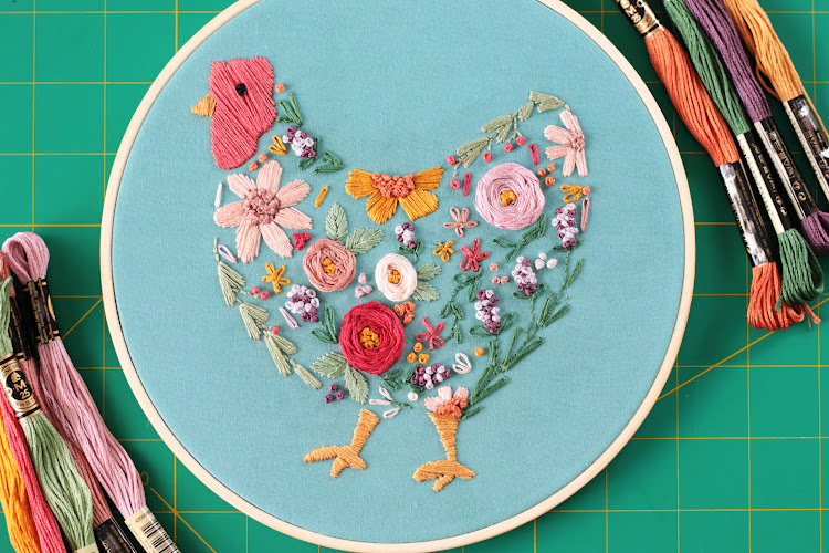 chicken embroidery pattern