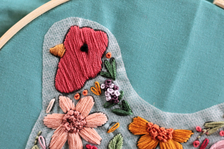 chicken embroidery with transfer