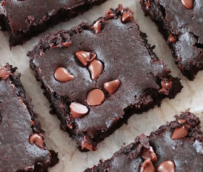 flourless black bean brownies cut into squares