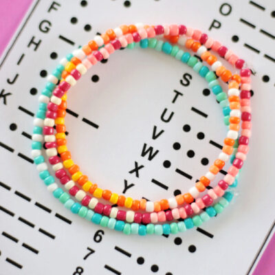 morse code bracelets on top of morse code chart