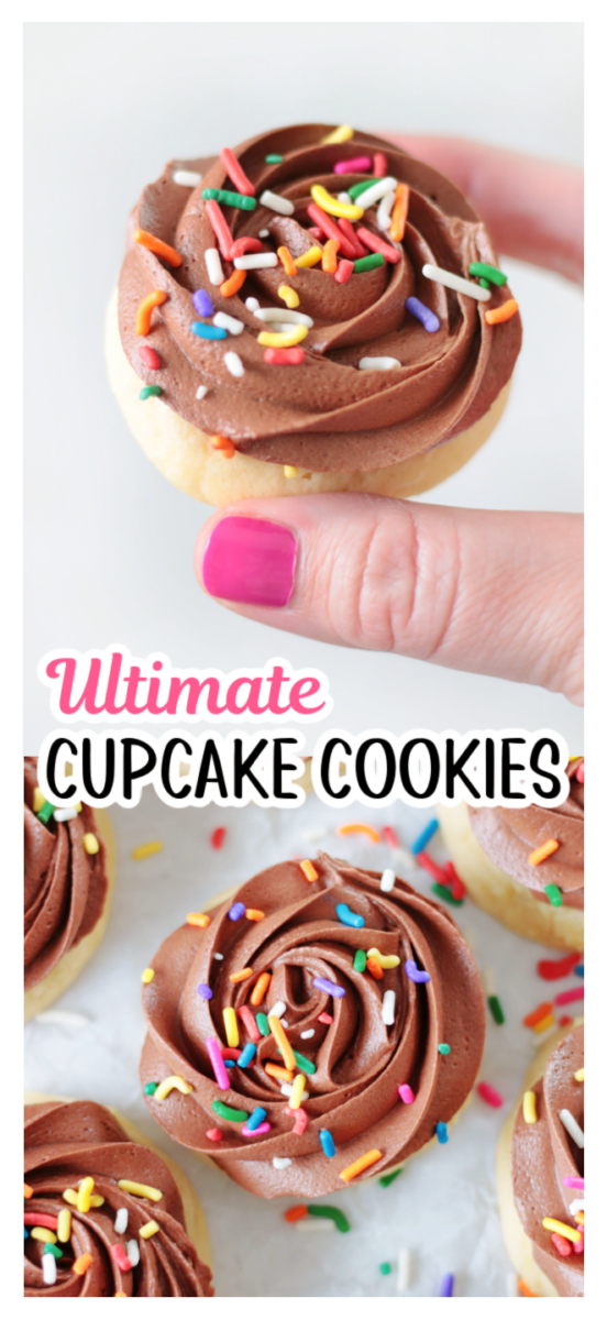 soft cupcake cookies with chocolate buttercream