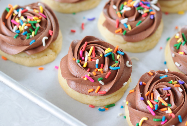 soft cupcake cookies with chocolate buttercream frosting