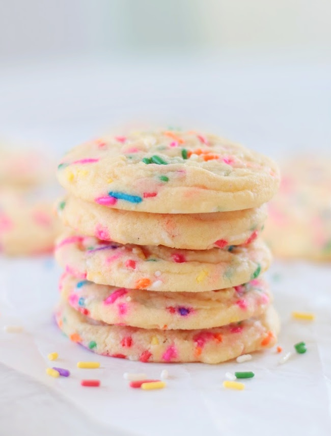 funfetti sugar cookies stacked