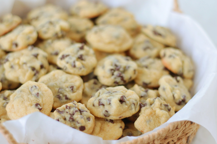 chocolate chip cookies in a basket