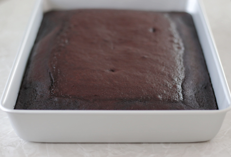 pan of chocolate cake
