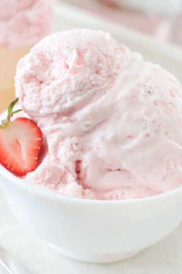 Homemade strawberry ice cream using simple ingredients and sun-ripened strawberries for a fresh strawberry flavor. So delicious, so creamy, and so good! 