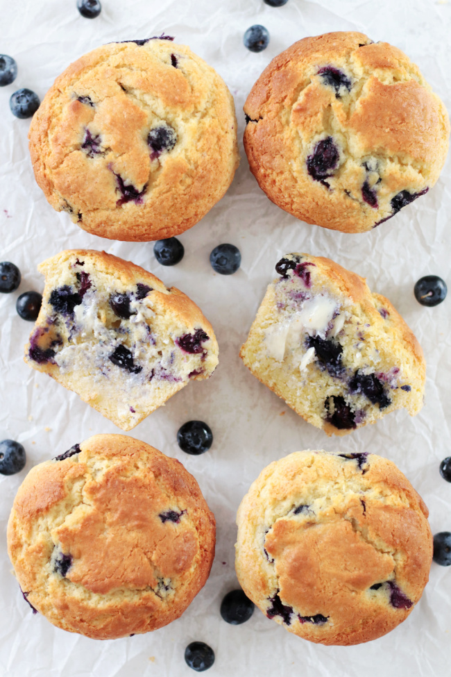 3 Ingredient Cake Mix Blueberry Muffins with Pie Filling