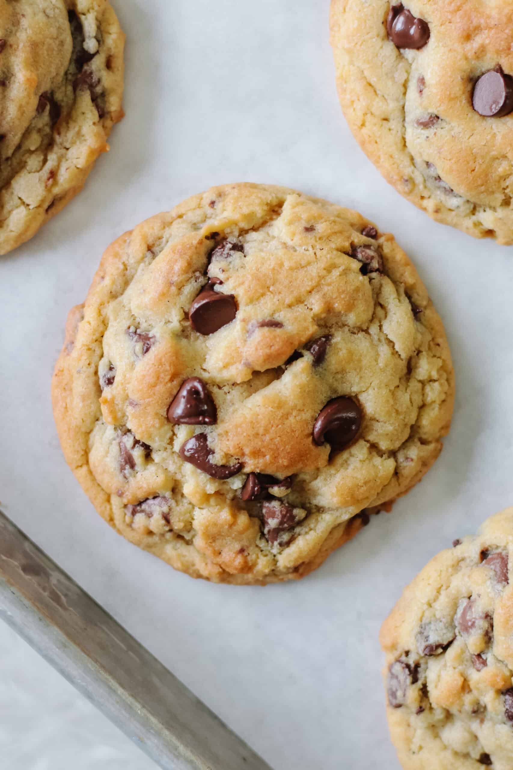 Baked cookies on baking sheet.