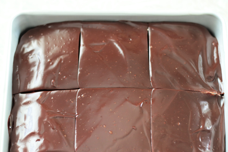 sliced chocolate cake with chocolate ganache