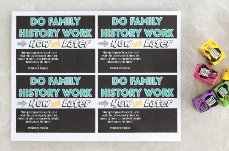 now and later family history printables