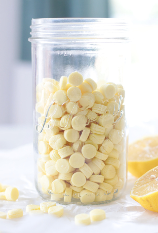 lemon butter mints in a jar