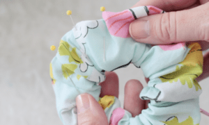 scrunchies with sides pinned to close opening