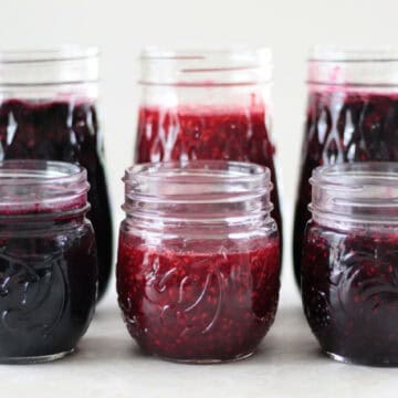 6 jars of berry jam.
