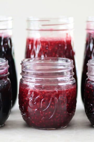 6 jars of berry jam.