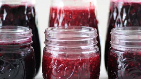 6 jars of berry jam.