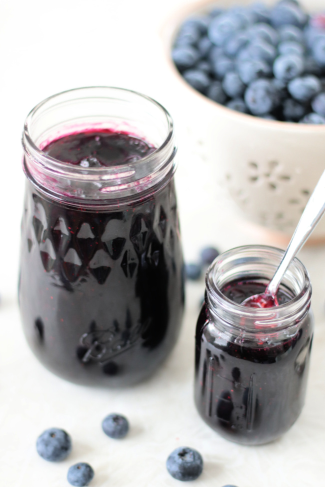 two jars of blueberry jam