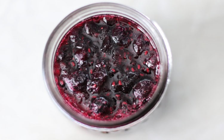 Jar of blackberry jam.