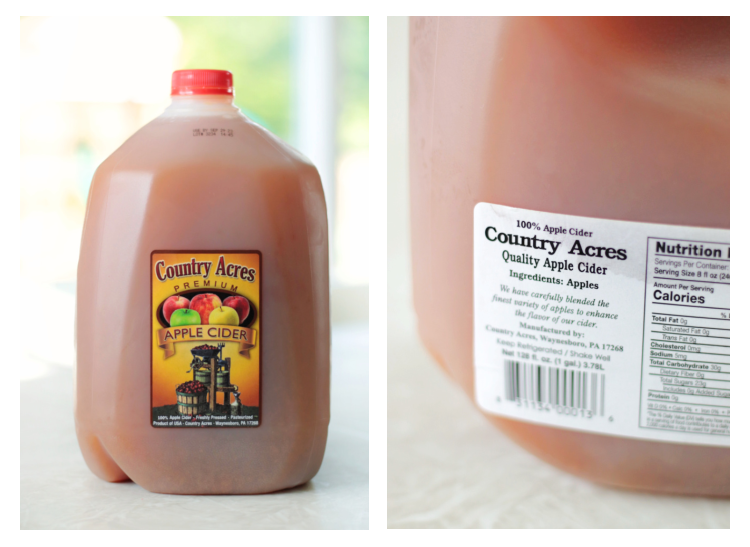 gallon jug of apple cider