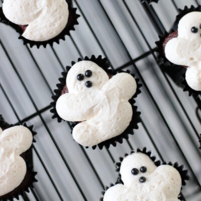 easy ghost cupcakes on cooling rack